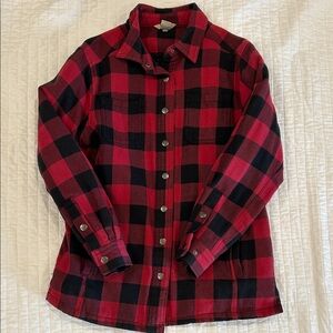 Duluth Trading Co Women’s Red and Black Checkered Lined Flannel Shacket